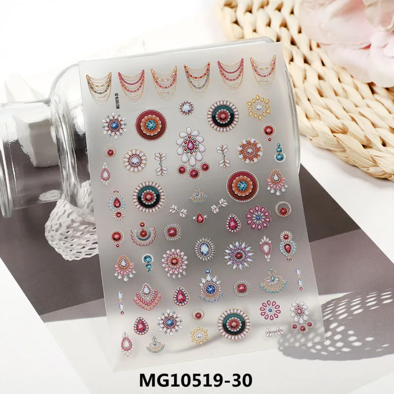 3D наклейки для ногтей 1 шт. богемный узор стразы черные белые тотемы украшения