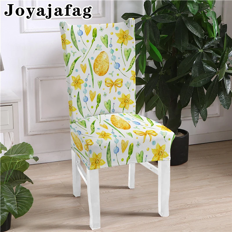 Пасхальные чехлы на стулья с принтом в виде кроличьих яиц эластичные тянущиеся