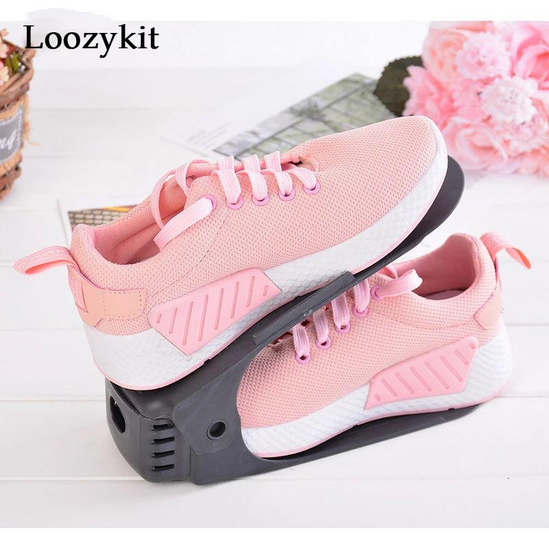 Loozykit пластиковый цельный двухслойный стеллаж для хранения обуви шкаф домашняя