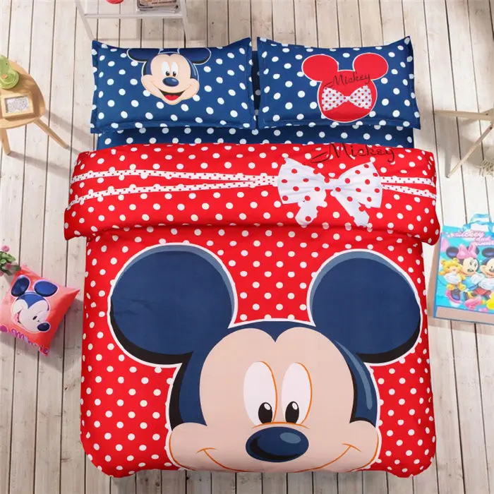 2 Disney Микки Маус постельное белье набор пододеяльник наволочка Минни Микки мультфильм Постельный набор для детской кровати домашний текстиль - Цвет: 2