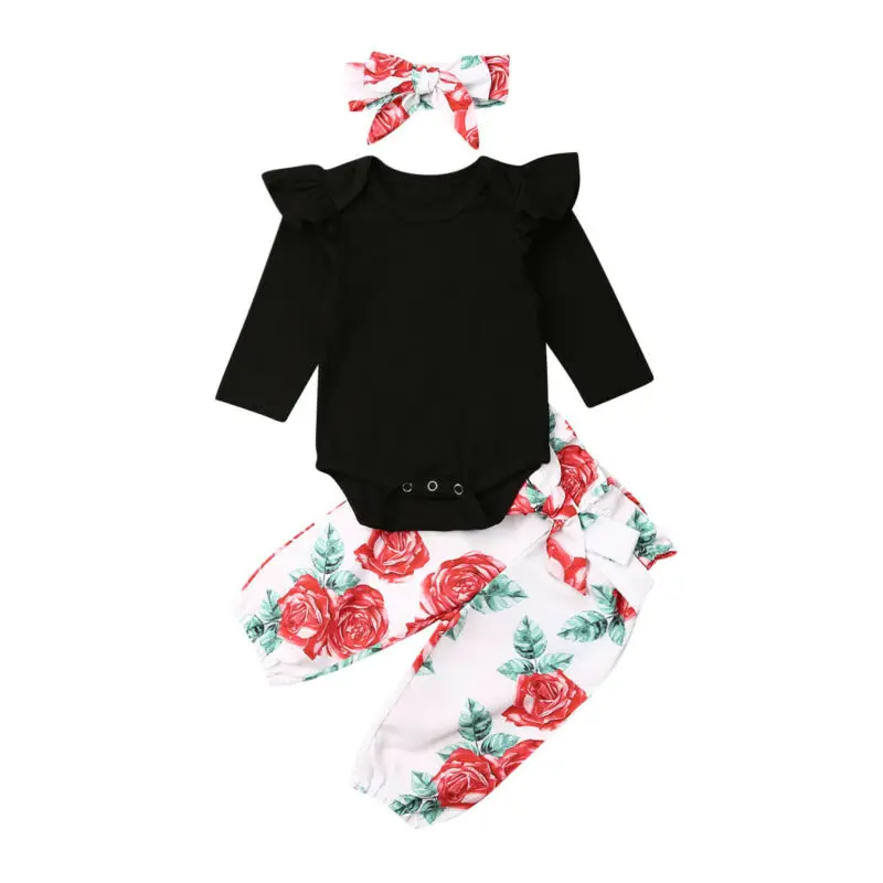 3 шт. комплект одежды для новорожденных девочек Pudcoco боди с длинным рукавом