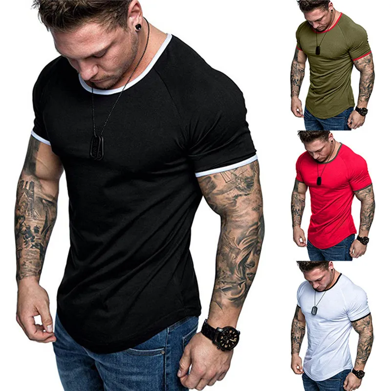 

Men's Solid Color T-shirt Casual Round Neck Short Sleeve Top Summer Slim Fit Tops