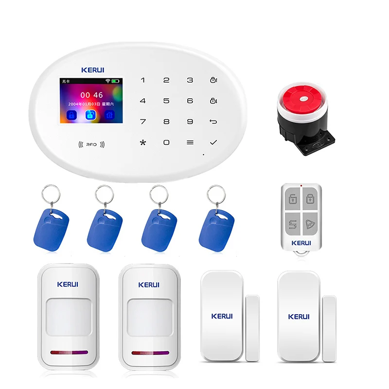 Kit 2 KERUI wifi GSM домашняя охранная сигнализация 2,4 дюймов TFT цветная Сенсорная панель приложение управление RFID карта беспроводной умный дом Охранная сигнализация хост - Цвет: Kit 2