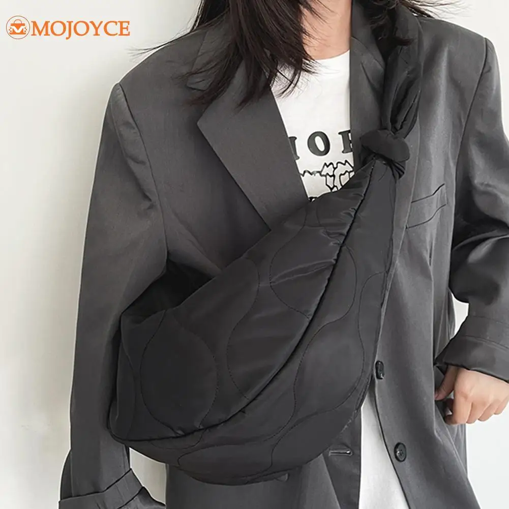 

2021 Women Cotton Padded Quilted Chest Bag Winter Fashion Lady Handbags Hobos Large Capacity Shoulder Bag Shopping Travel Tote