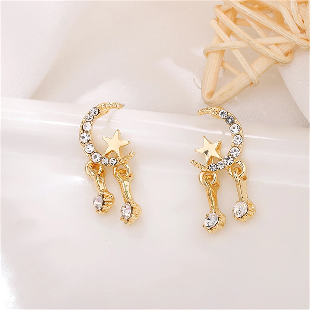 

Fashion star moon earrings female simple temperament gem earrings jewelry