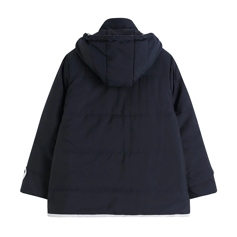 Parker Tooling Jacket Women's Winter New Korean Version Of Loose Color Matching Thick Coat Female Long Sleeve Tops College Style