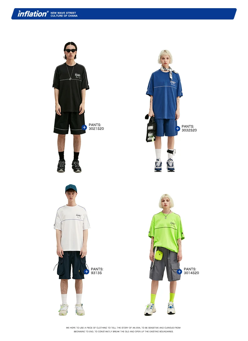 INFLATION хлопковая Мужская футболка, уличная одежда, camiseta hombre, футболка, Homme, свободная, хип-хоп, Harajuku, футболка 1066S20