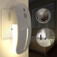 With EU Plug Body Smart Motion Sensor LED Night Lamp Infrared Control Wall Lights Home Aisle WC Bedside Lamp Backlight Design