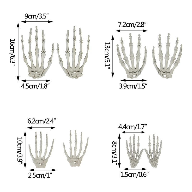 1 пара Хэллоуин искусственный скелет руки кость страшные человеческие зомби
