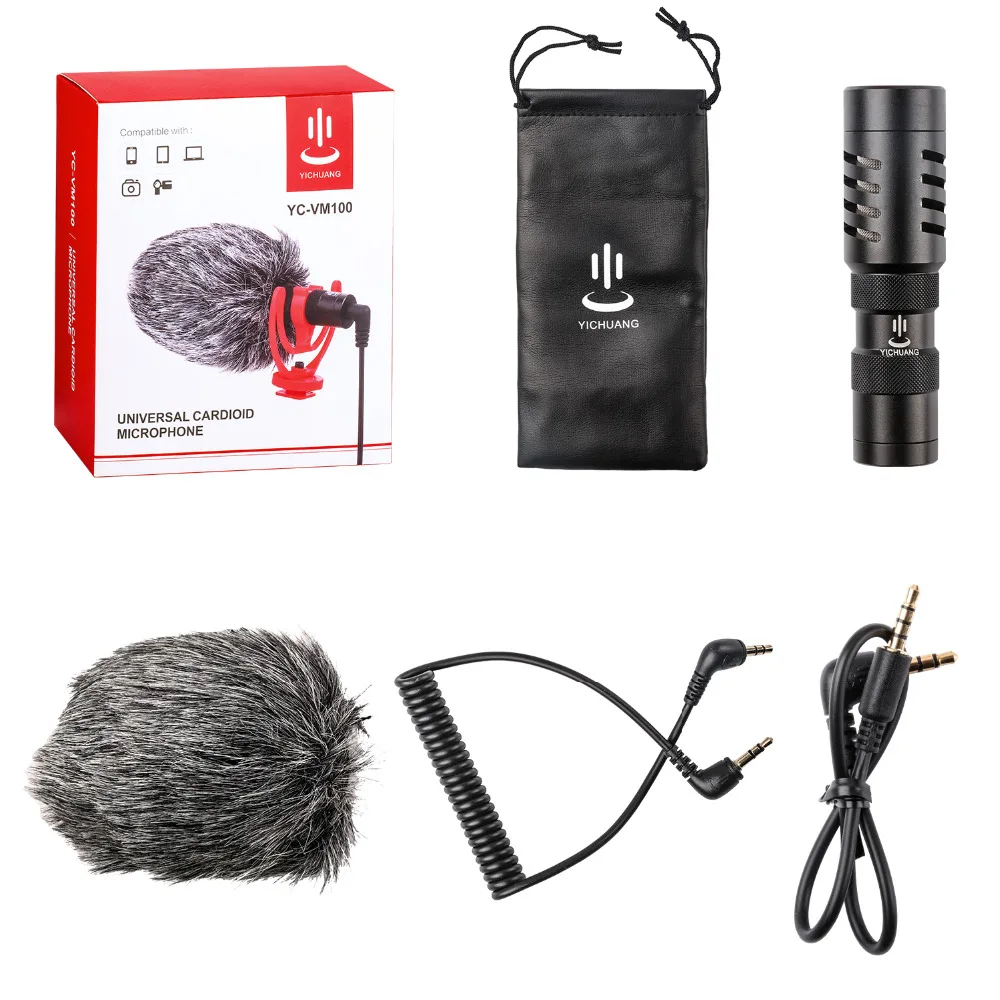 YICHUANG YC-VM100 Universal Compact On-Camera Video microphone 3.5mm for Nikon Canon Sony DSLR Cameras and Camcorders iPhone | Электроника