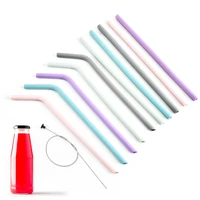 6pcs reusable silicone drinking straws with cleaning brushes flexible straws for kids party supplies bar tool party straws
