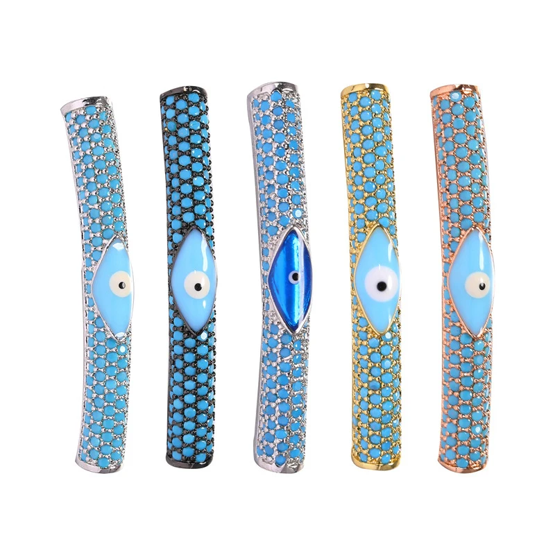 

DIY Copper Microstructed Zircon Gold Blue Evil Eye Bend DIY Bracelet Necklace Pendant DIY Jewelry Set