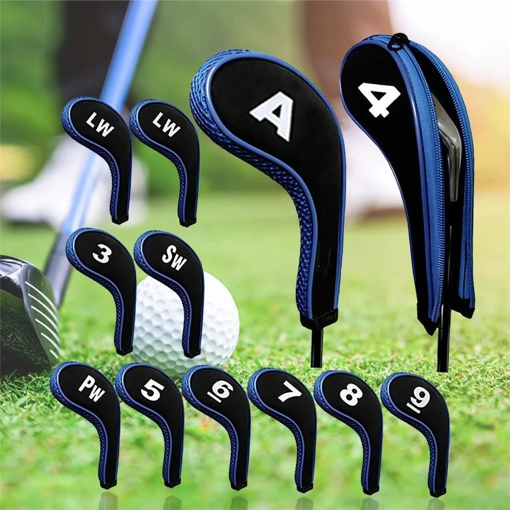 

12Pcs Golf Club Head Iron Covers Zippered Neoprene Protective Portable Durable Tool Golf Training Aids Accessories -40