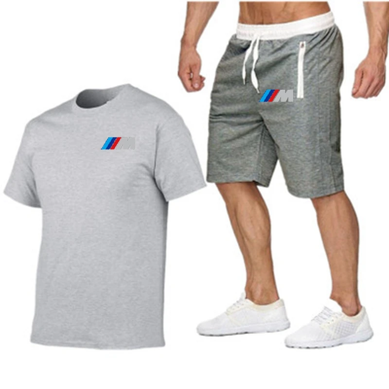 

BMW - Nueva Camiseta informal de alta calidad para hombre de manga corta Short-sleeved shorts suit de Cotton camiseta de ocio