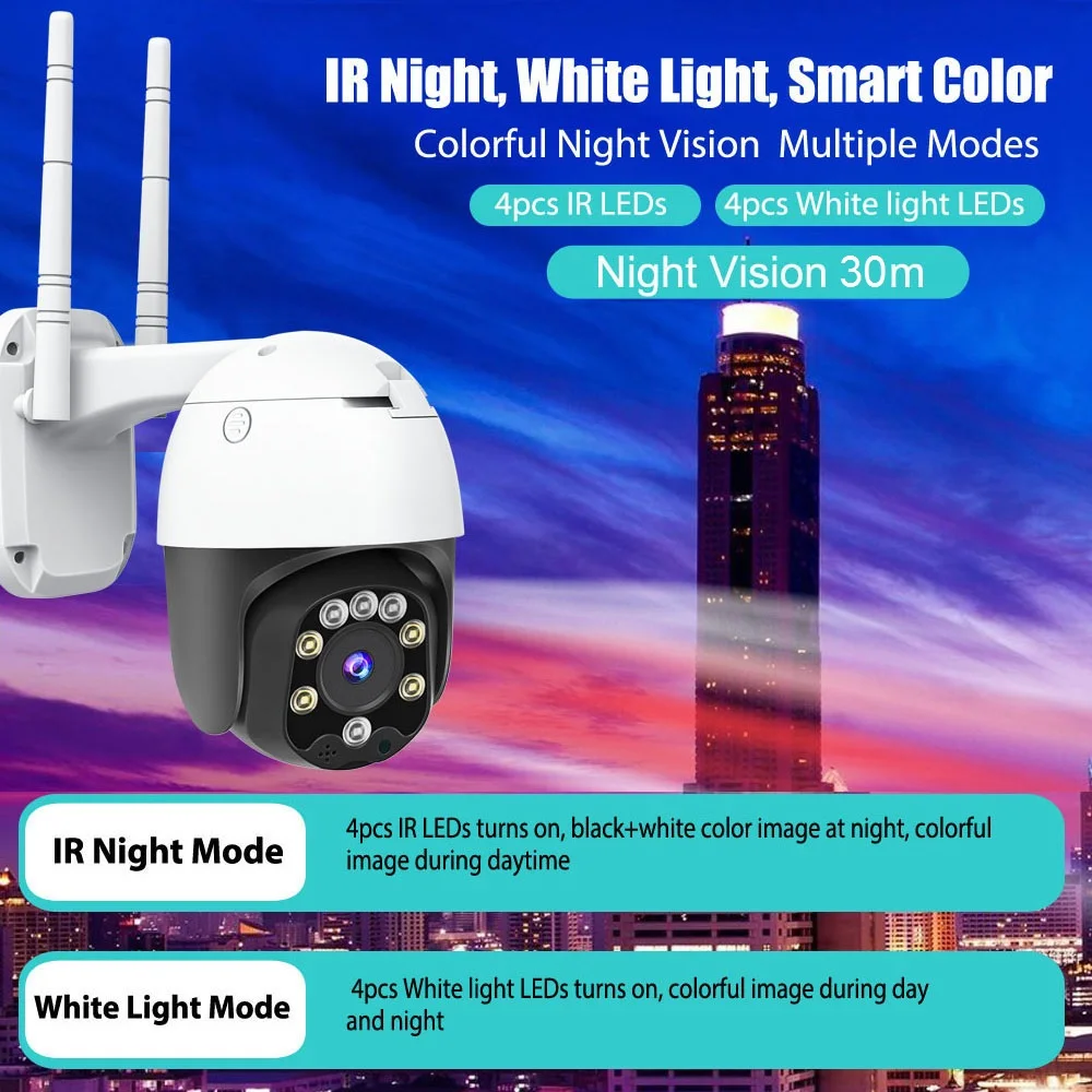 5 МП UHD Wi Fi PTZ IP камера 4 кратный зум автоматическое слежение красочное ночное