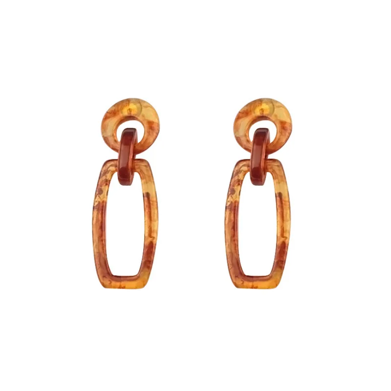 

Frosty Caramel Acrylic Earrings Fashion Simple Acetate Leopard Print Wooden Tassel Earrings