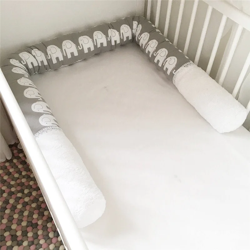 

200cm ins Cartoon Elephant Newborn Baby Bedding Crib Bumper Plush Pillows Cradle Newborn Room Decor Infant Bedding Supplies