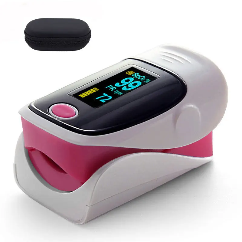 pink with case JianYouCare цифровой Пальчиковый Пульсоксиметр OLED медицинский pulsioximetro SPO2 oximetro de dedo измеритель насыщения крови кислородом и чехол - Цвет: pink with case