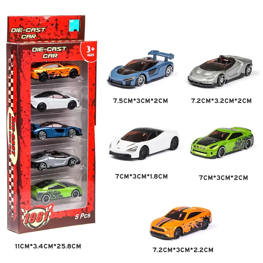 

5PCS 1:64 Simulated Children Toy Multi-Style Taxiing Alloy Mini Car Model Pocket Small Sports Car Toys for Kids