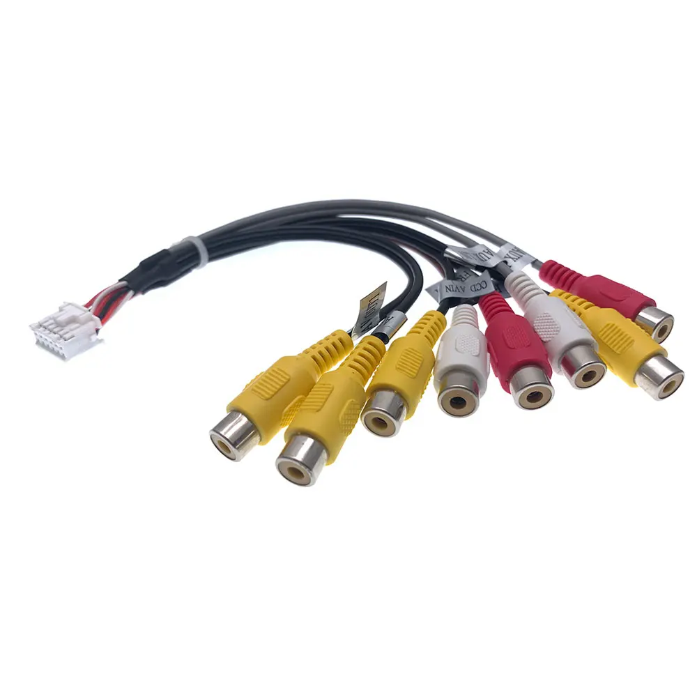 12 Pin Автомобильный Универсальный 8 RCA выходной провод жгут CCD AUX AV входной кабель