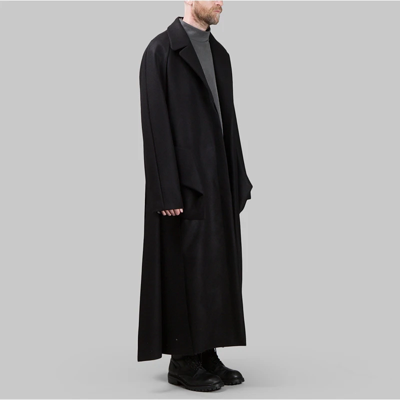 Шерстяное пальто Длинное свободное Плиссированное реглан с открытыми плечами