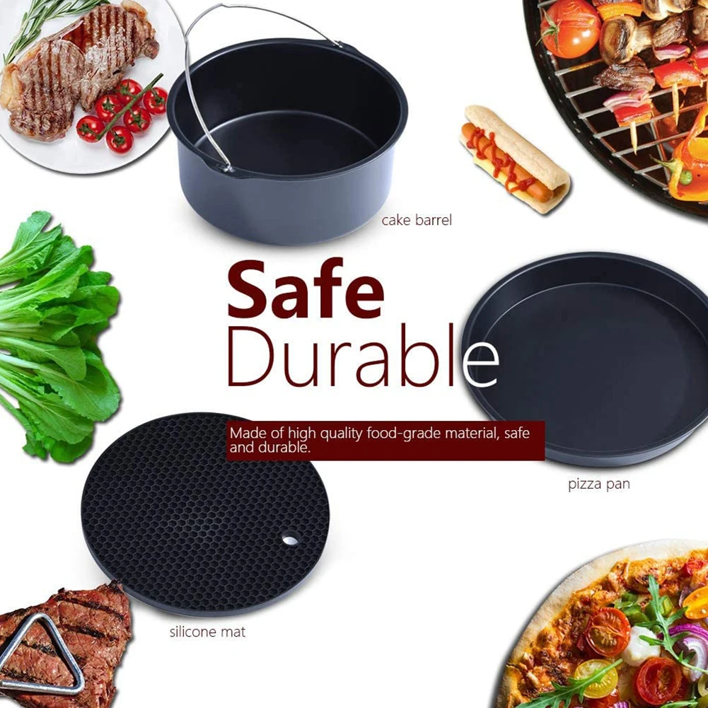 

6pcs Party Air Fryer Accessories 7Inch Fit for Cozyna 4.0QT 4.5QT 5.6QT Baking Basket Plate Grill Pot Kitchen Cooking Tool