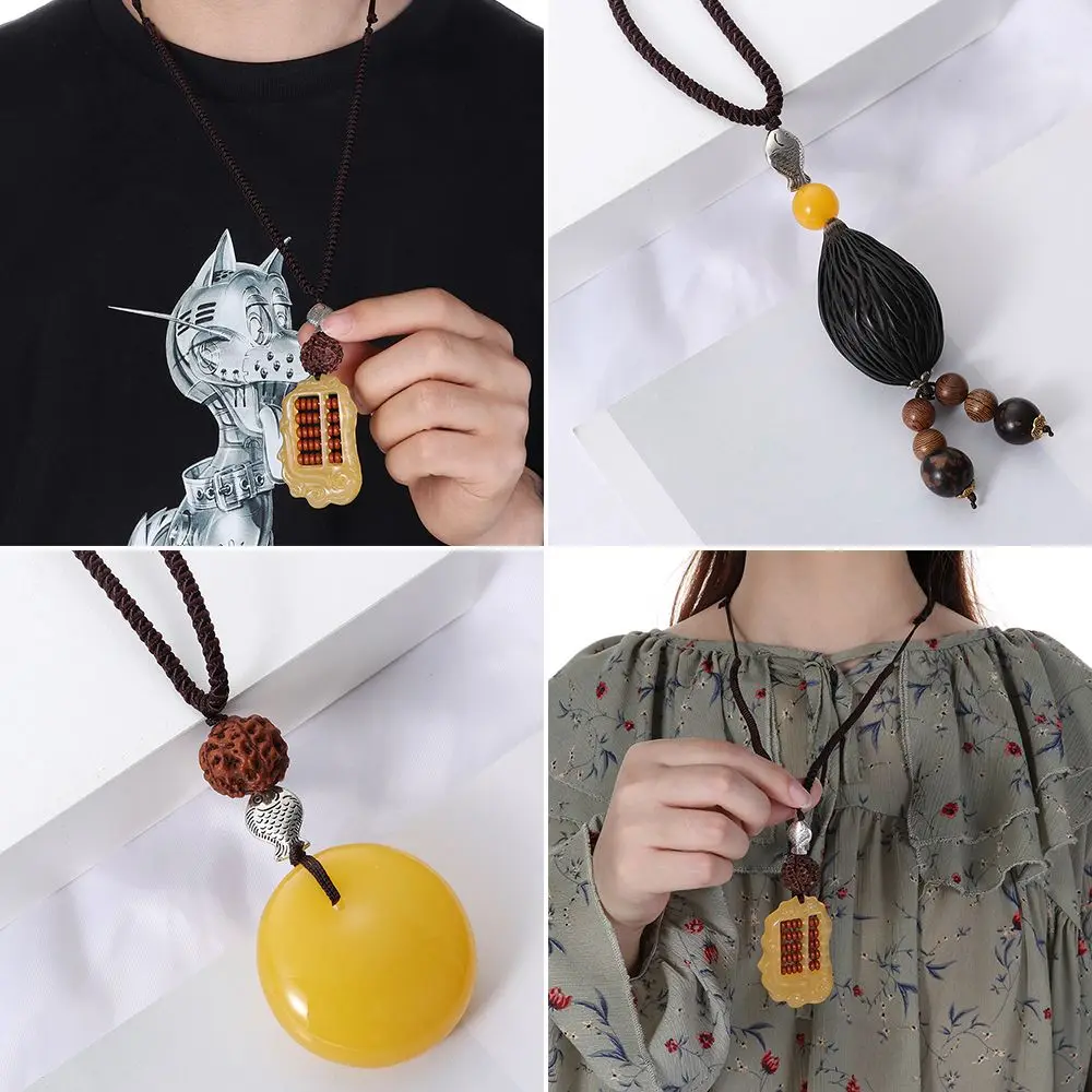 

Festival Lucky Gift Party Ethnic Jewelry Horn Fish Pendant Nepal Necklace Buddhist Mala Wood Bead