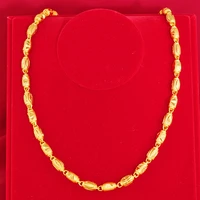 hoyon genuine 24k pure gold color necklace jewelry for men 7mm chain fashion car flower necklaces colorfast wedding jewelry male