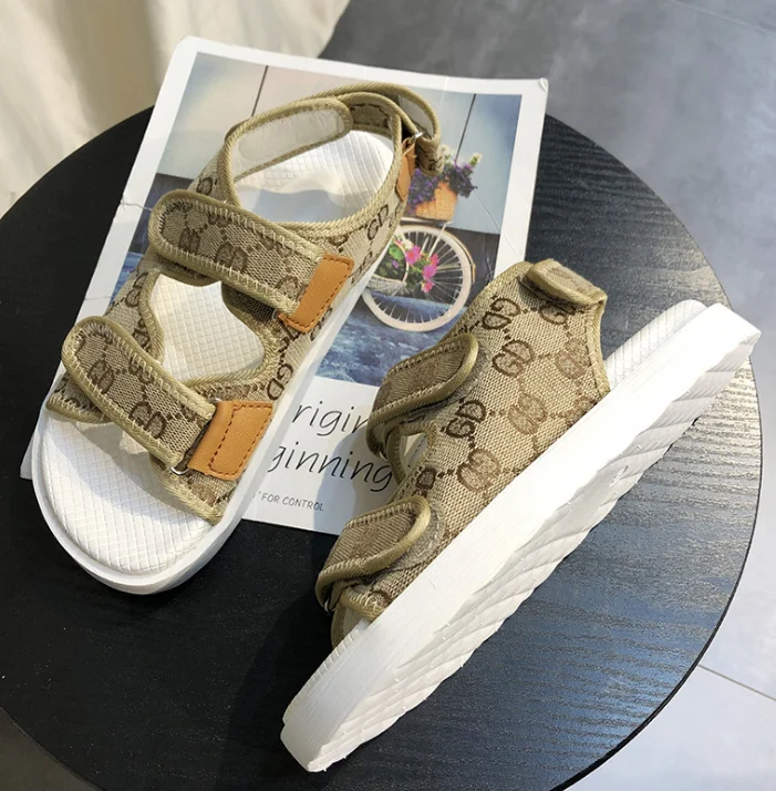 Летние спортивные женские сандалии на липучке римская обувь с мультяшным