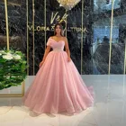 Блестящее элегантное розовое вечернее платье с одним открытым плечом, ТРАПЕЦИЕВИДНОЕ ПЛАТЬЕ до пола для выпускного вечера, официальное бальное платье на заказ