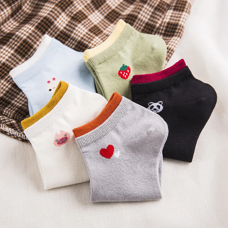 

10 штук = 5 пар/компл. новая Мультипликация очаровательный японские носки летом белые дышащие хлопковые носки Kawaii с низкой посадкой, носки-баш...