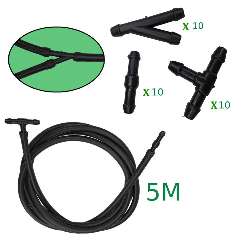 

Jet Connector Hose Replacement Universal Washer Water Windshield 5M Black Car