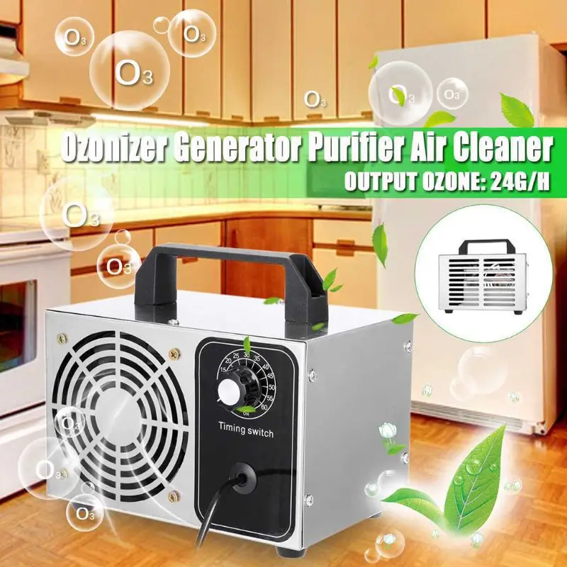 

24g/h Ozone Generator Portable Ozonizer Air Purifier Cleaner Sterilizer Treatment Formaldehyde Remover AC110/220V EU Plug