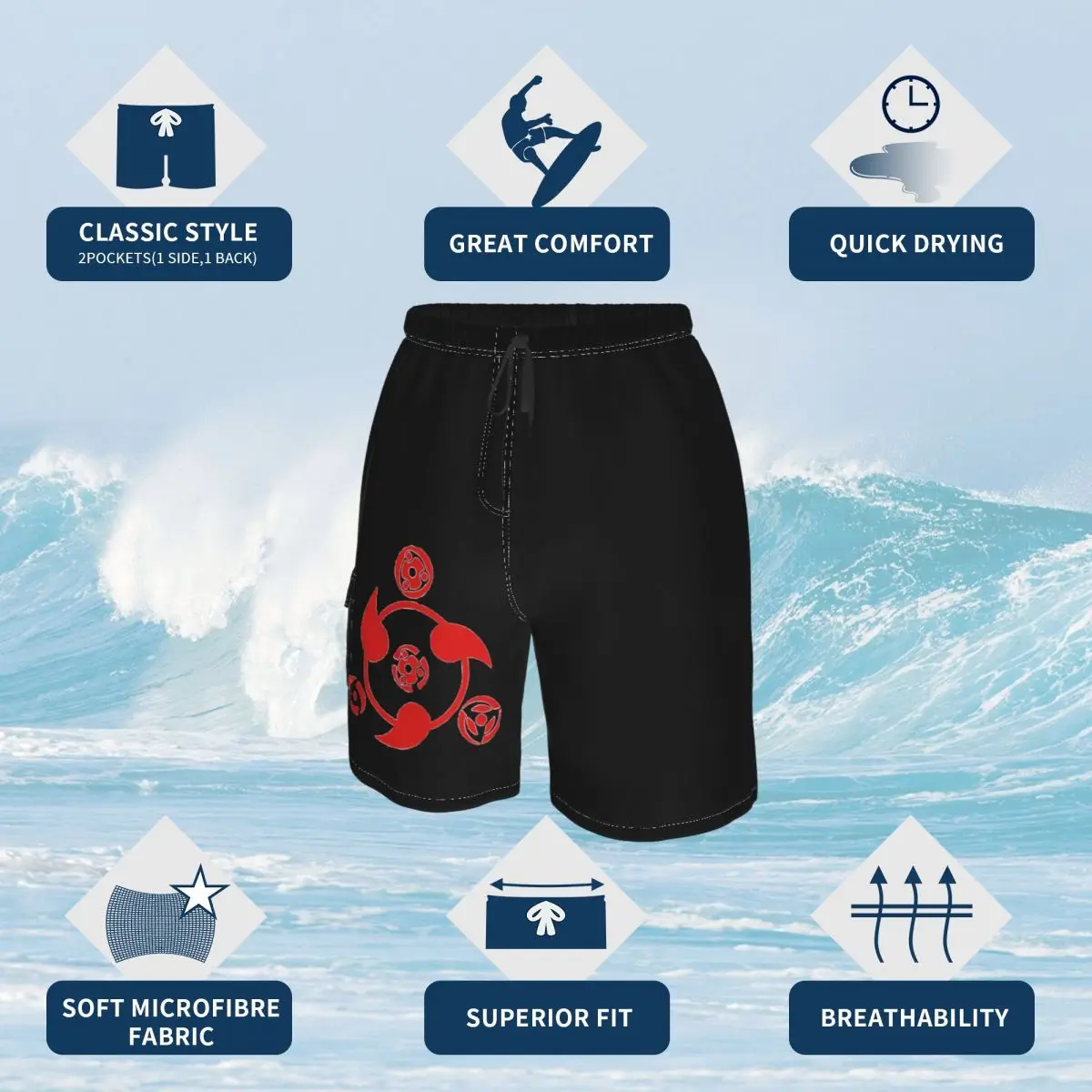

Causal Breathable Quick Dry Humor Graphic kawaii Sports Sharingan Hawaii Pants