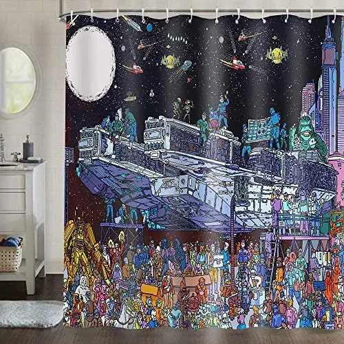 

Космический корабль Космос инопланетянин дети мультфильм комикс звезда фантазия галактика занавеска для душа