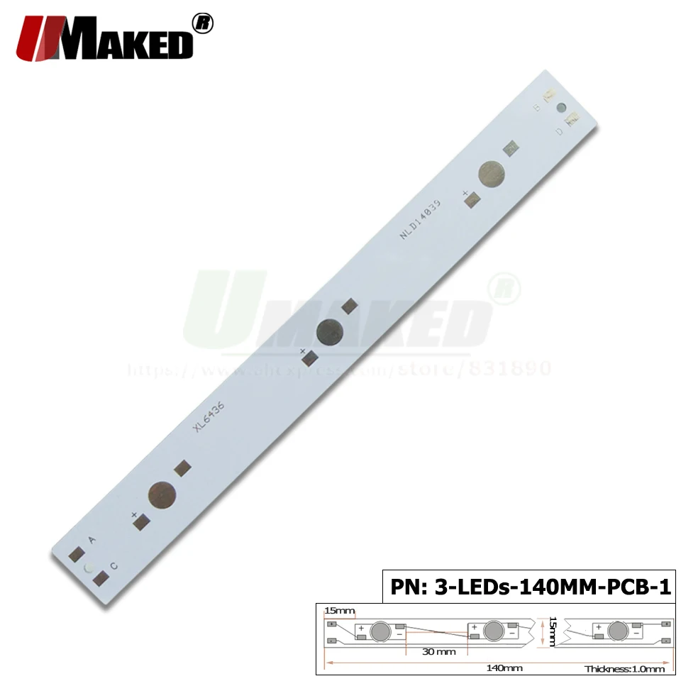 Светодиодный PCB 3W L: 140/75 мм, алюминиевая пластина 1/3/5 Вт высокой мощности Мощность светодиодный s устанавливать светодиодный свет радиатора Гидропоника; Аквариум трубки свет для выращивания "сделай сам"