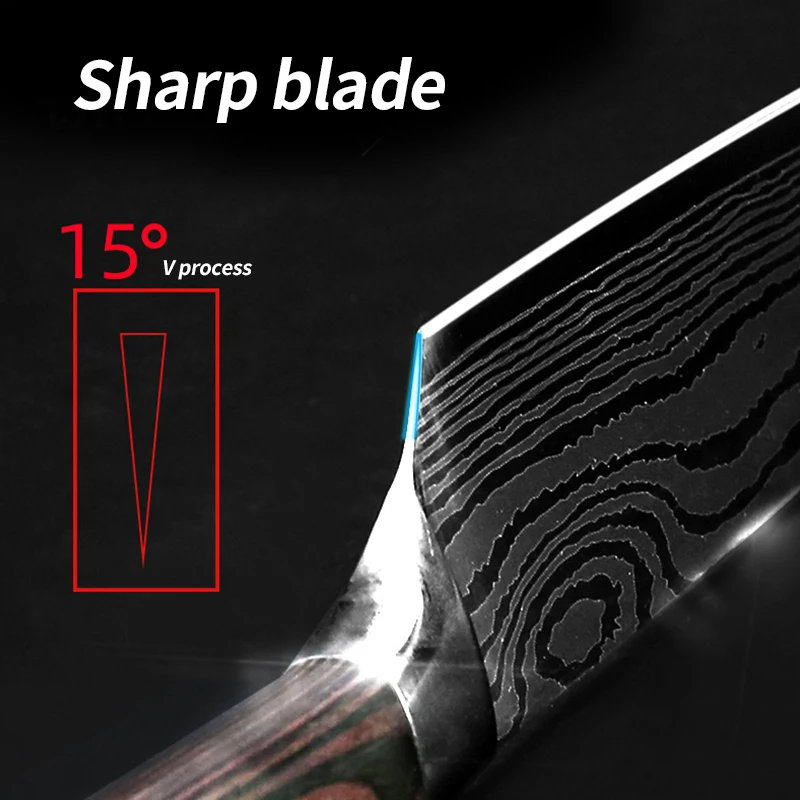 Набор кухонных ножей из дамасской стали 440C японские шеф повары сантоку мясные