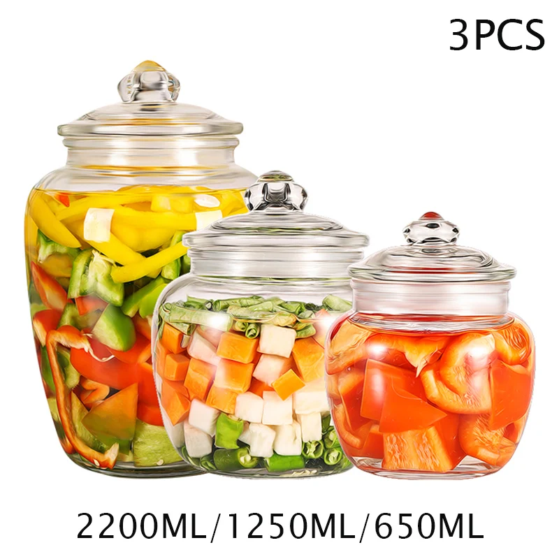650/1250 мл 3 шт. стеклянный контейнер Kimchi банка кухонная маринованная Бытовая