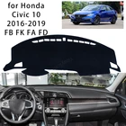 Для консоли Honda Civic 10 2016-2019 FB FK FA FD, замшевый коврик для приборной панели, защита от солнца