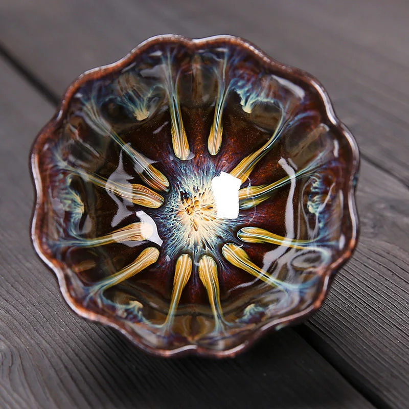 Японская керамическая одинарная чашка для чая Tianmu глазурованная шляпа Master