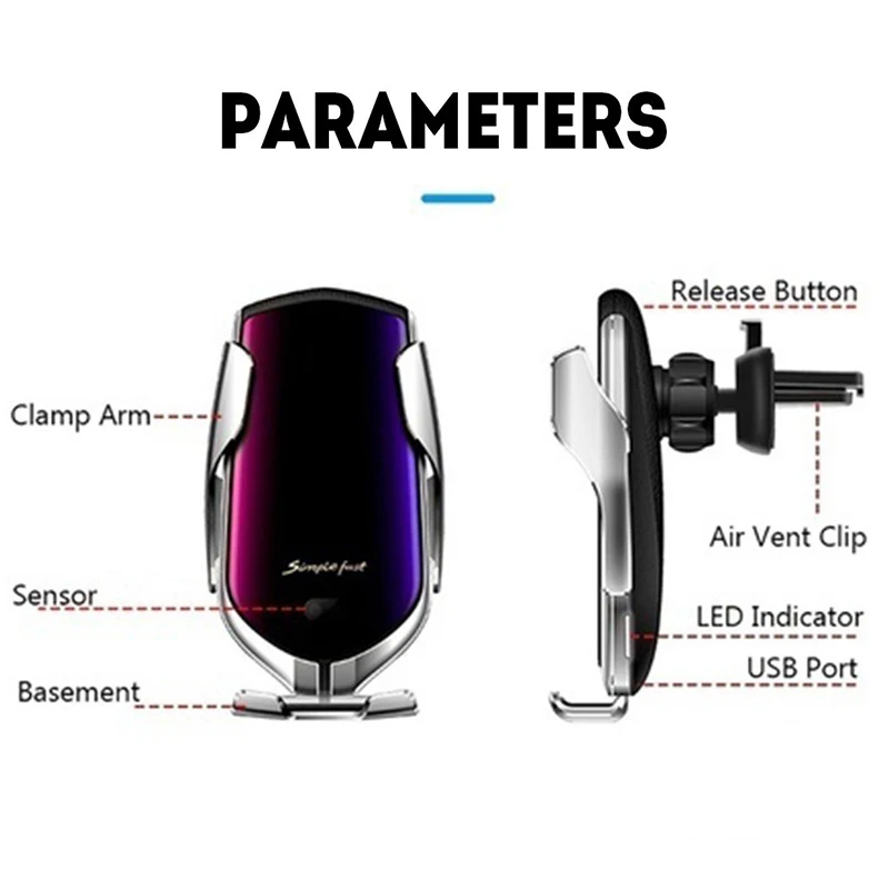 Автоматическое Индукционное автомобильное зарядное устройство Qi для Samsung S21 S20 FE