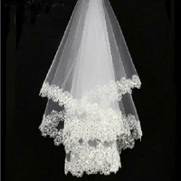 2021 new arrival white 1 5m lace applique edge bridal wedding veils bride veils
