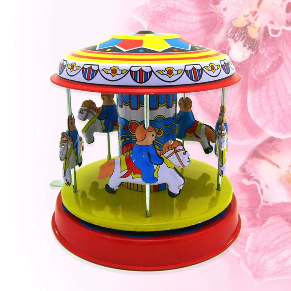 

1pc Tin Retro Merry-Go-Round Iron Clockwork Personality Theme Shop Decoration for Home Decor