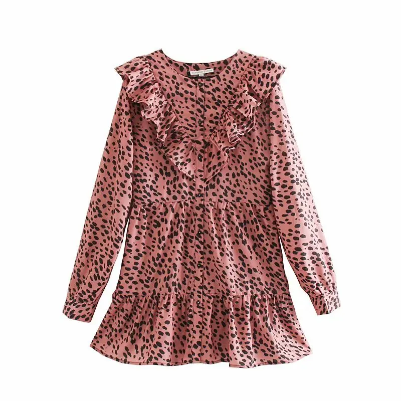 Новинка 2019 женское Плиссированное мини платье с круглым вырезом и принтом