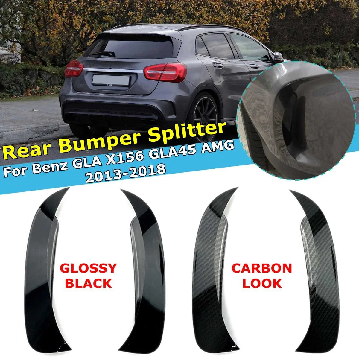 

2 шт. задний бампер спойлер вентиляционное отверстие Накладка для Benz Gla X156 Gla45 Amg 2013 2014 2015 2016 2017 2018 углеродный вид глянцевый черный