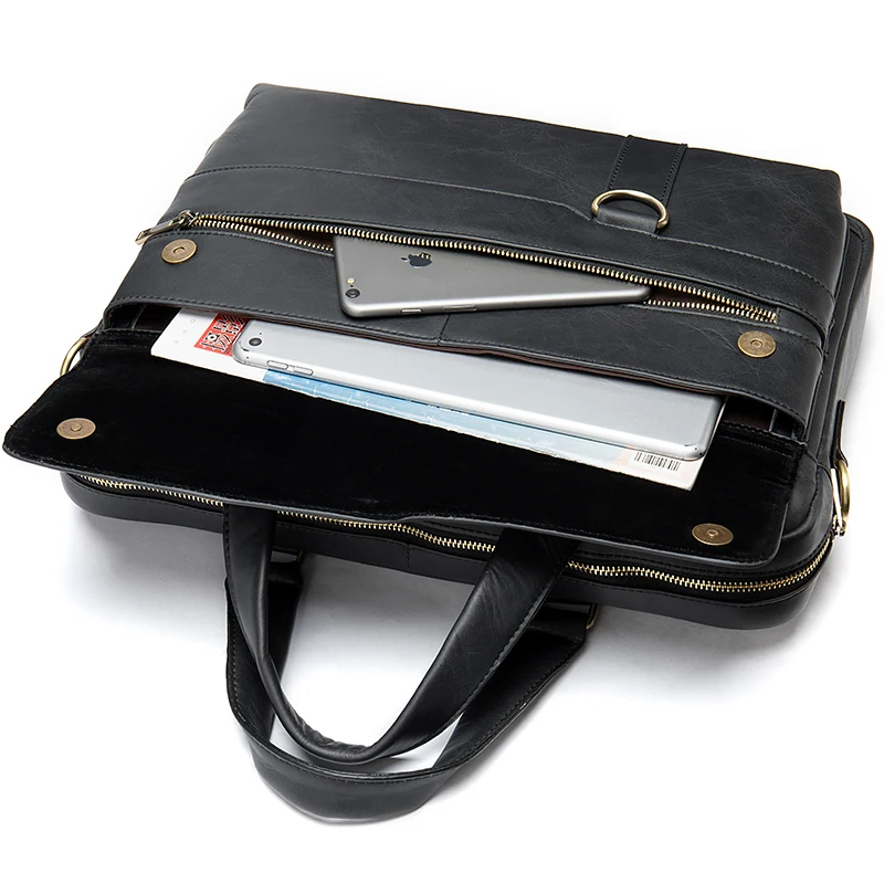 

WESTAL men's briefcase leather laptop bag men's genuine leather office bag for men's document bag business handbag tote 8967