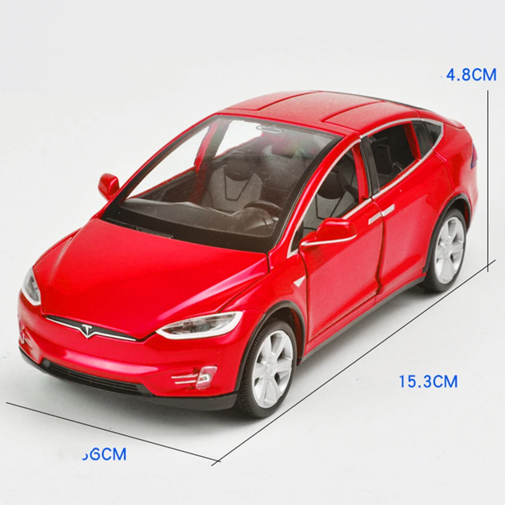 Коллекционные красный/черный/белый/голубой цвет 1/32 Tesla модель X 90 моделей автомобилей со звуком светильник Вытяните назад детские игрушки brinquedos подарки