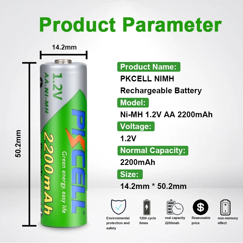 28 шт. PKCELL NIMH AA перезаряжаемый аккумулятор 2200 мАч 1 2 в Ni-MH 2A игрушка-фонарик Baterias