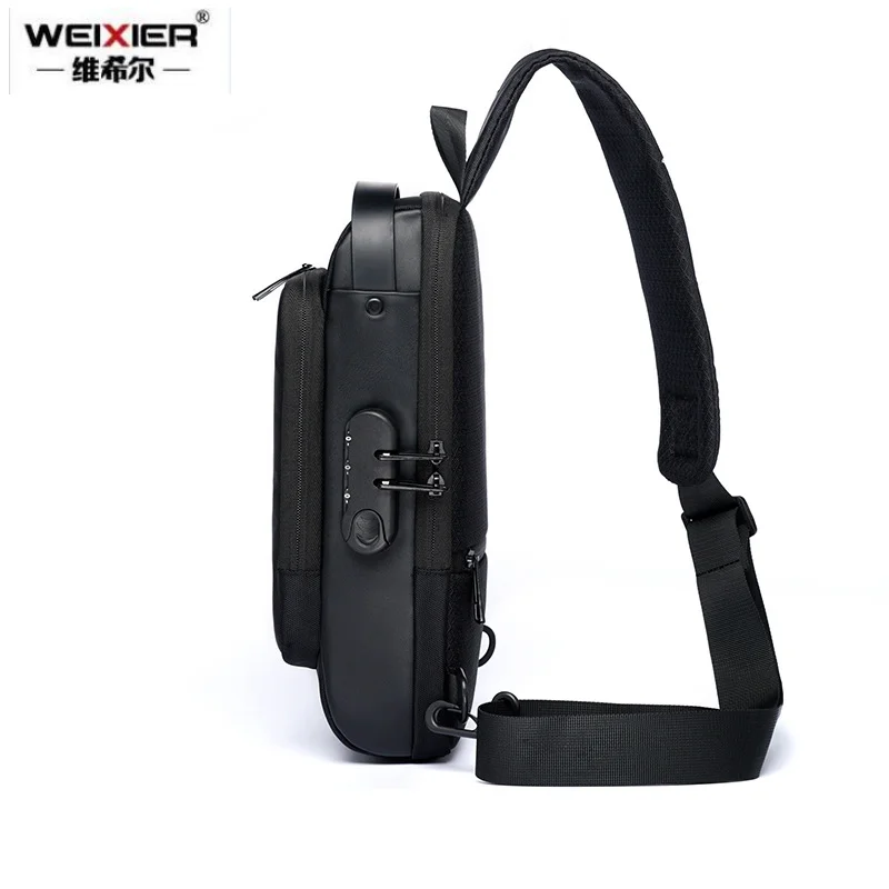 Сумка на плечо WEIXIER мужская с USB-зарядкой многофункциональная спортивная