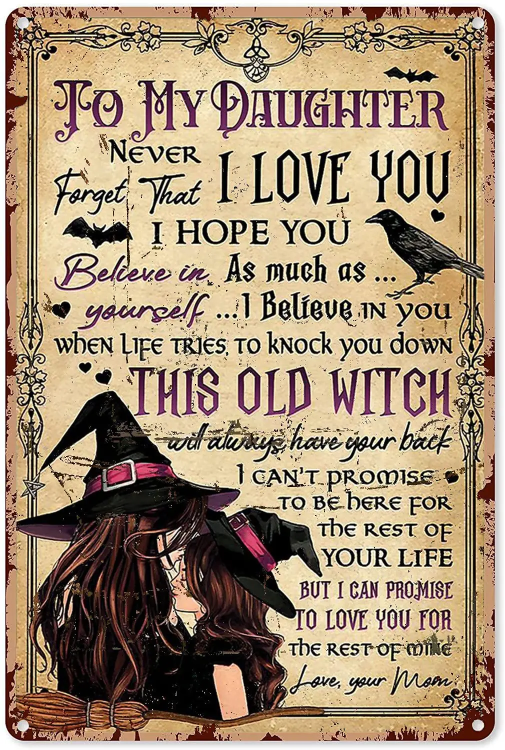 

Eeypy Хэллоуин металлический знак ведьма мама моей дочери никогда не забудьте о том, что я люблю вас стиль украшение постер для улицы